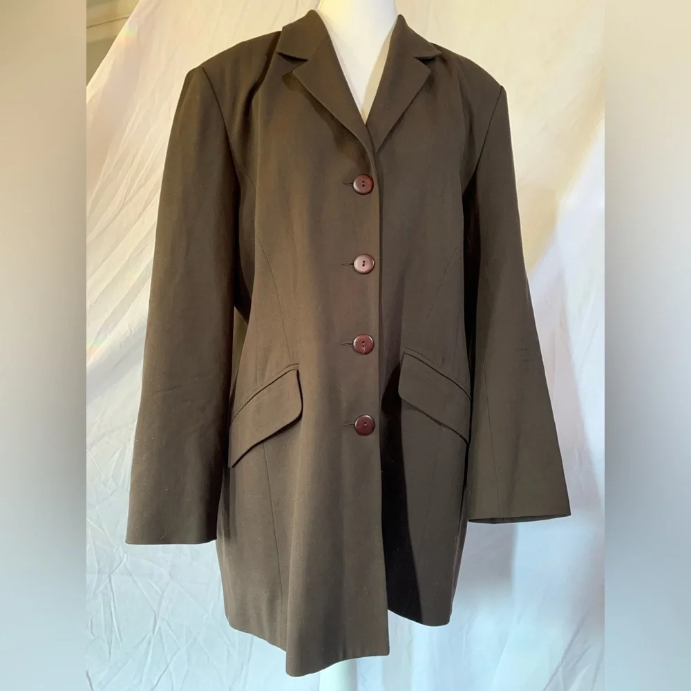 Vintage Wool Brown Oversize Blazer flare sleeve‎ Art Student Retro 80s 90s Large - Picture 2 of 12